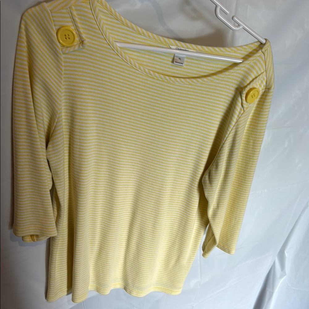 Christopher & Banks Yellow Striped Women's Top size xl